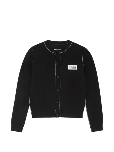 Mm6 Maison Margiela Button-front Wool Blend Knit Cardigan In Black