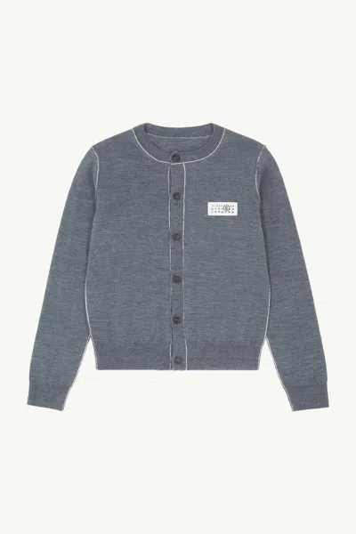 Mm6 Maison Margiela Button-front Wool Blend Knit Cardigan In Gray
