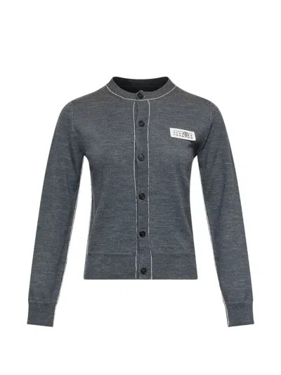Mm6 Maison Margiela Button-front Wool-blend Knit Cardigan In Gray