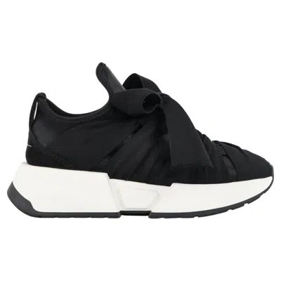 Pre-owned Mm6 Maison Margiela C.2019 Black White Platform Ribbon Bow Wrap Sneaker Shoes
