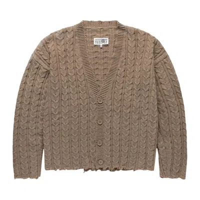 Pre-owned Mm6 Maison Margiela Cable Knit Cardigan 'beige' | Tan | Men's Size S In Brown