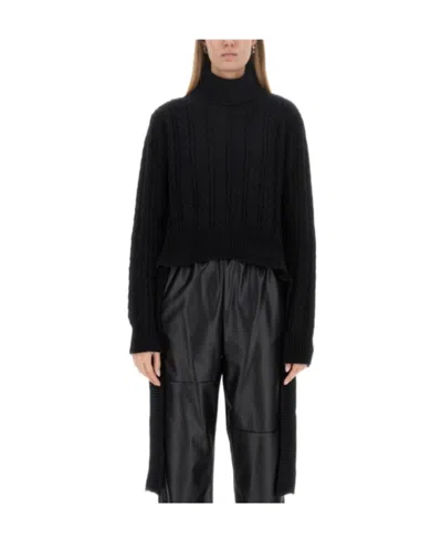 Mm6 Maison Margiela Cable-knit Roll-neck Jumper In Black
