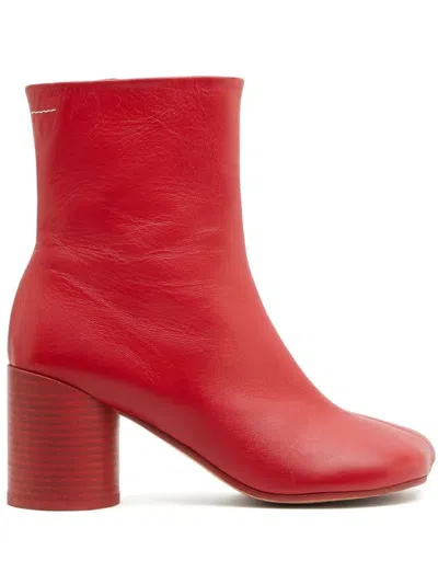 MM6 MAISON MARGIELA CALF LEATHER ANKLE BOOTS WITH STITCHING