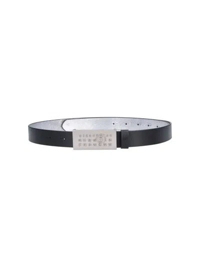 Mm6 Maison Margiela Calf Leather Belt With Zamak Metallic Hardware In Black