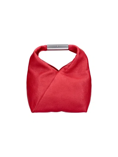 Mm6 Maison Margiela Calf Leather Crossbody Bag With Zamak Metallic Hardware In Red