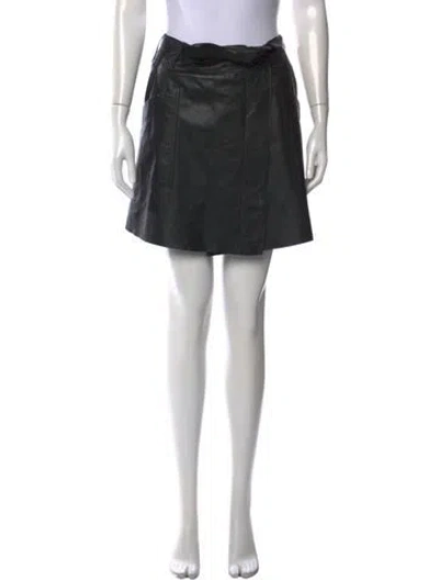 Pre-owned Mm6 Maison Margiela Calf Leather Mini Skirt In Gray