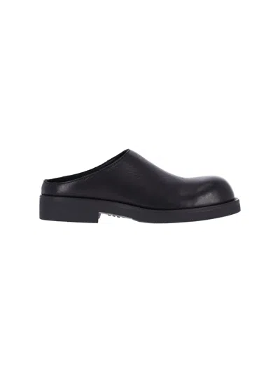 Mm6 Maison Margiela Calf Leather Sandals With Contrast Goat Leather Detail In Black