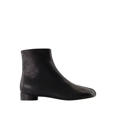 Mm6 Maison Margiela Calfskin Ankle Boots With Design And Side Zippers