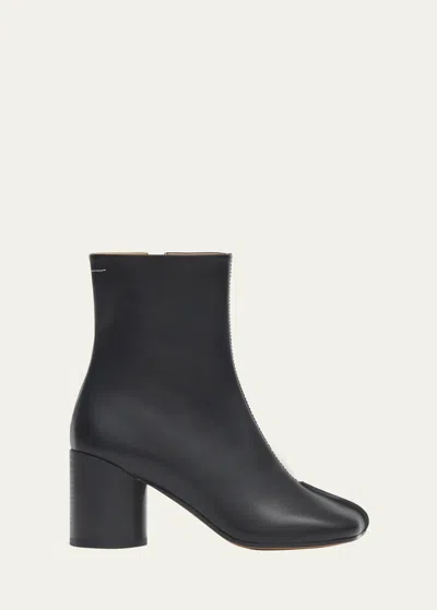 Mm6 Maison Margiela Calfskin Block-heel Ankle Boots In Black