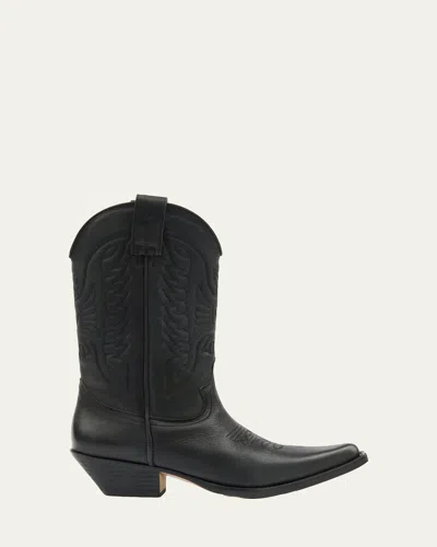 Mm6 Maison Margiela Calfskin Leather Western Boots In Black