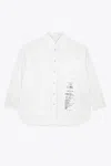 Mm6 Maison Margiela Spliced Numbers Cotton Poplin Shirt In Bianco