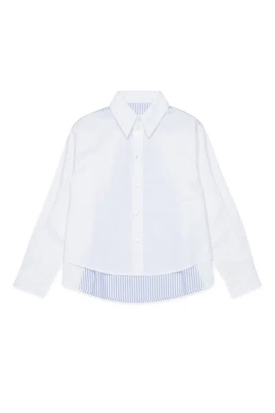 Mm6 Maison Margiela Camicia A Righe Maniche Lunghe In White