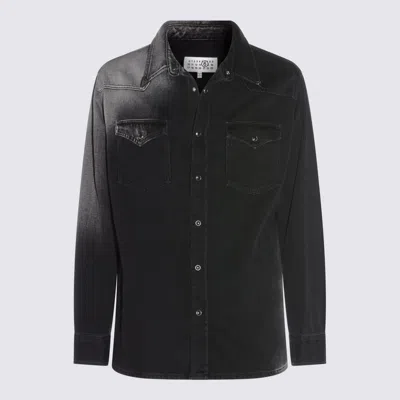 Mm6 Maison Margiela Western Style Denim Shirt Pockets In Black