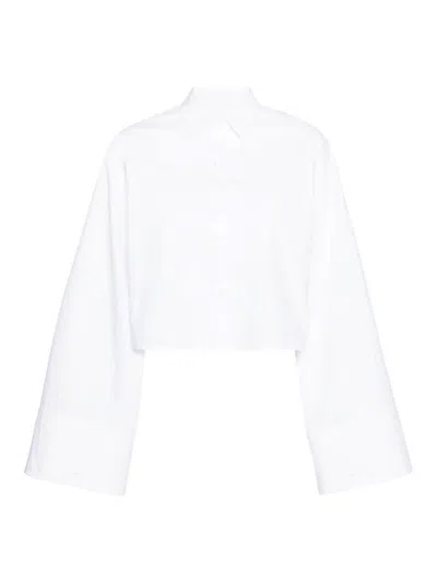 Mm6 Maison Margiela Mm6 By Maison Margiela Cropped Cotton Shirt With Front Button Closure In White