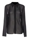 Mm6 Maison Margiela Sheer Fabric Button-down Shirt With Regular Collar In Black