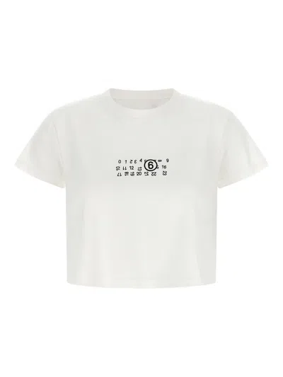 Mm6 Maison Margiela Numeric Signature Print Cotton T-shirt In White