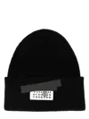 Mm6 Maison Margiela Mm6 By Maison Margiela Ribbed Black Knitted Beanie With Contrasting Logo Patch In Black