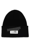 Mm6 Maison Margiela Mm6 By Maison Margiela Ribbed Black Knitted Beanie With Contrasting Logo Patch In Black