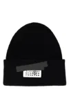 Mm6 Maison Margiela Black Knitted Hat With Logo  In Black
