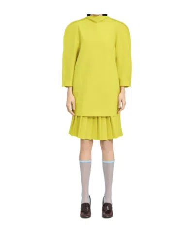 Mm6 Maison Margiela Cape-shoulder Mini Dress In Yellow