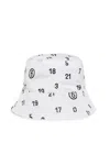 Mm6 Maison Margiela Cappello Alla Pescatora Allover Numeric Logo In White