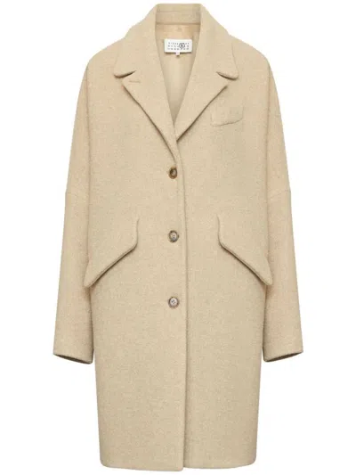 Mm6 Maison Margiela Pile Wool-blend Coat In Neutrals