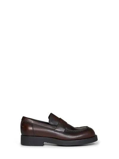 Mm6 Maison Margiela Cappuccino Leather Urban Biker Loafers In Brown