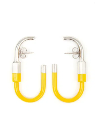 Mm6 Maison Margiela Carabiner Hoop Earrings In Yellow