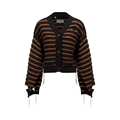 Pre-owned Mm6 Maison Margiela Cardigan 'black/brown Clay' | Women's Size Xs
