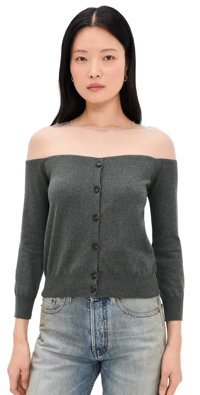 Mm6 Maison Margiela Cardigan Dark Grey Melange In Green