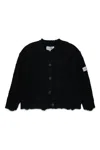 Mm6 Maison Margiela Ribbed Wool-blend Cardigan With Breaks In Black