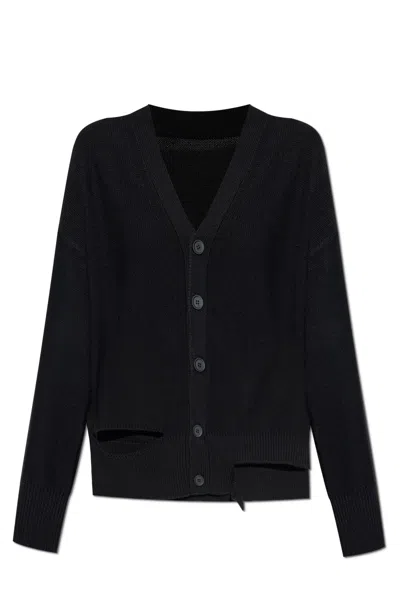 Mm6 Maison Margiela Mm6 By Maison Margiela Relaxed Fit Black Wool Knit Cardigan