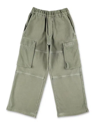 Mm6 Maison Margiela Kids' Numbers-embroidered Wide-leg Cargo Trousers In Grün