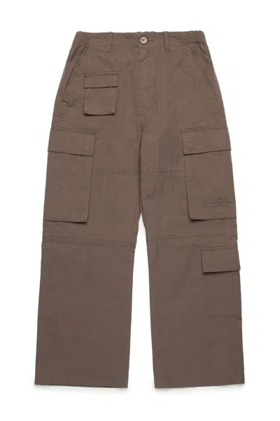 Mm6 Maison Margiela Pantaloni Cargo Con Numeric Logo In Brown