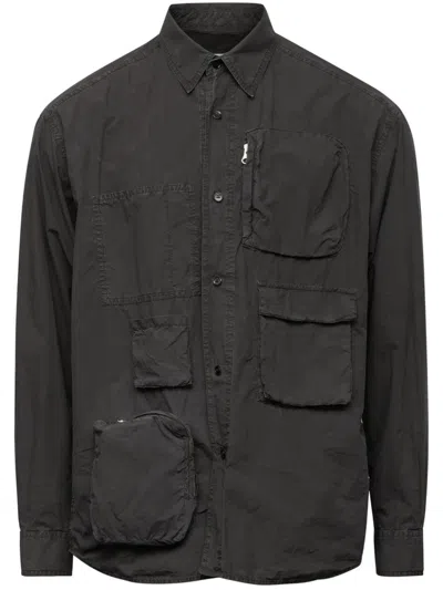 Mm6 Maison Margiela Cargo-pockets Cotton Shirt In Black