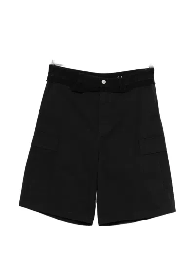 Mm6 Maison Margiela Wool Blend Cargo Bermuda Shorts In Black
