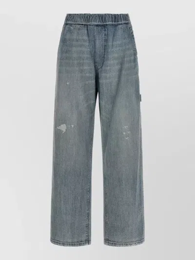 Mm6 Maison Margiela Carpenter Denim Wide Leg Relaxed Cargo Jeans In Gray