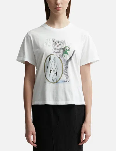 Mm6 Maison Margiela Cat &amp; Glitter Print T-shirt In White