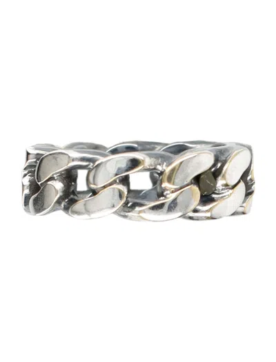 Mm6 Maison Margiela Chain Link Statement Ring In Argento