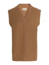 Mm6 Maison Margiela V-neck Vest In Beis
