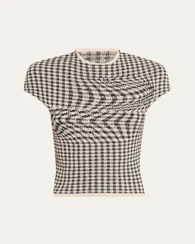 Mm6 Maison Margiela Check Short-sleeve Top In Black