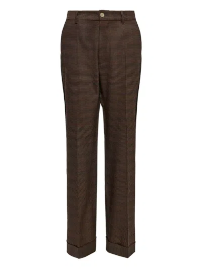 Mm6 Maison Margiela Checked Pants In Brown