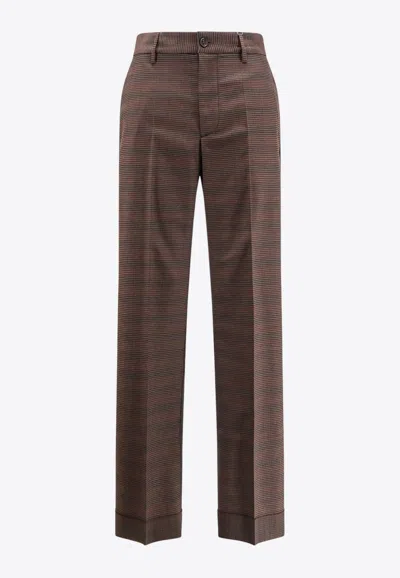 Mm6 Maison Margiela Checked Tailored Pants In Brown