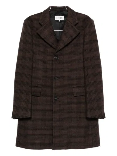 Mm6 Maison Margiela Checkered Coat In Brown