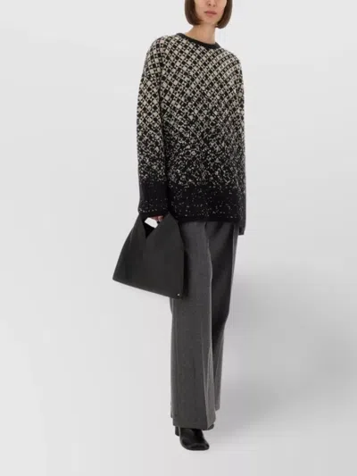 Mm6 Maison Margiela Checkered Pattern Crew Neck Knitwear In Black