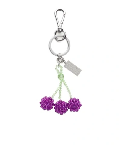 Mm6 Maison Margiela Cherries-shape Beaded Keyring In Silver
