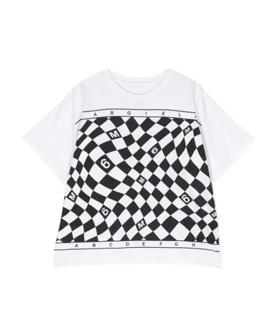 Mm6 Maison Margiela Chess-print Logo T-shirt In White