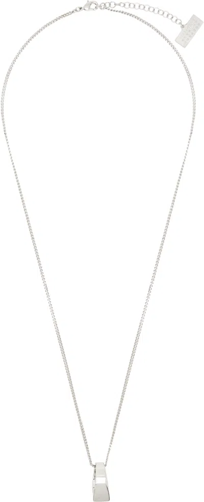Mm6 Maison Margiela Chevalier Ring Necklace In Silver