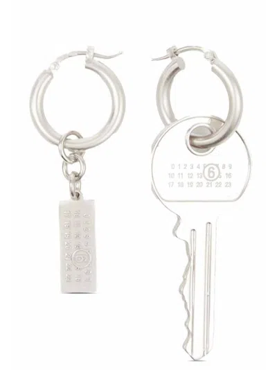 Mm6 Maison Margiela Chiave Earrings In Silver