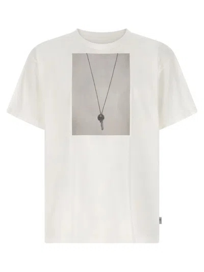 Mm6 Maison Margiela T-shirt With A Digitally Inspired Key Print On The Chest In White